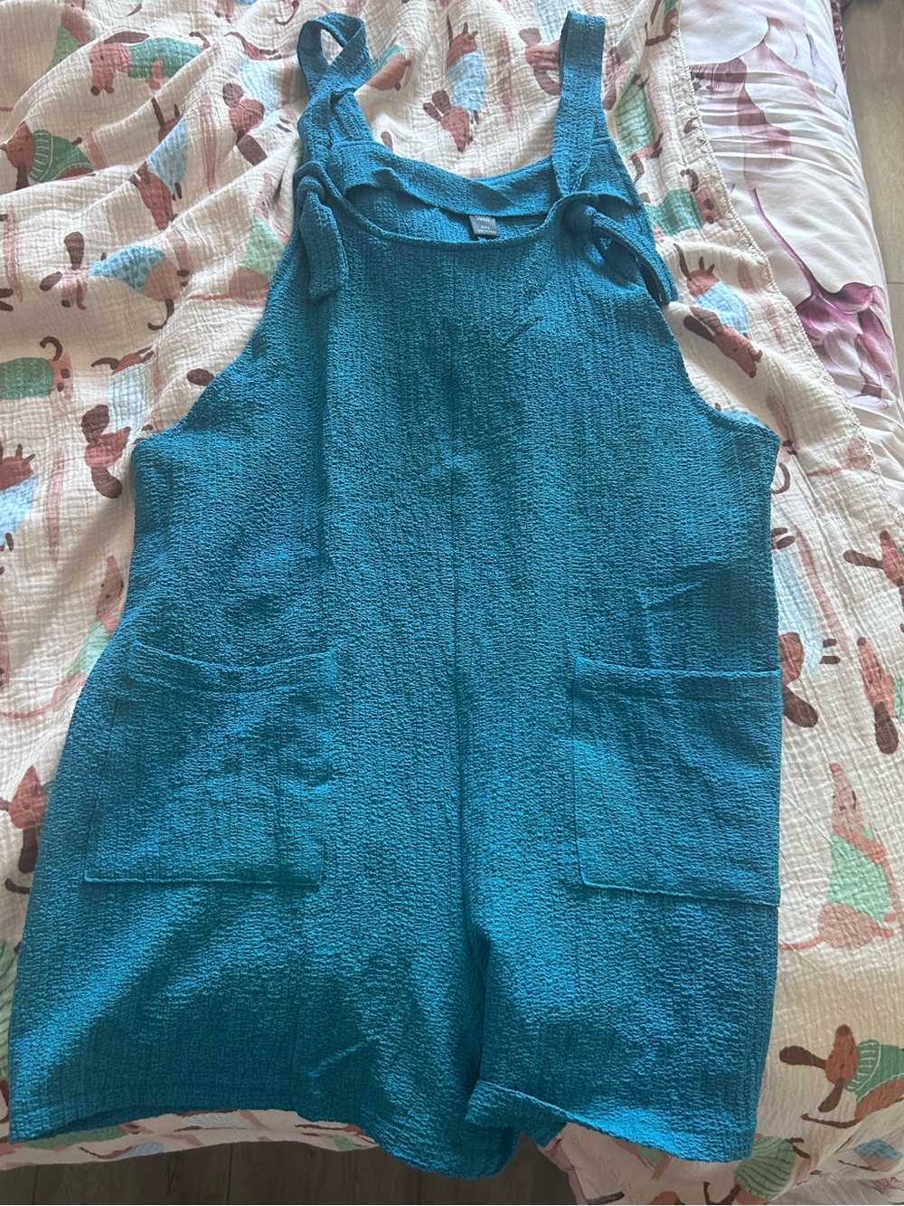 Women's Teal Sleeveless Pocket Romper Jumpsuit